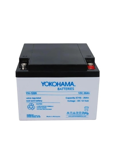 Yokohama Yh-122.6 12 Volt 26 Amper Akü 165x176x125 Mm - 186227