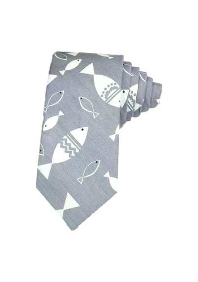 Omark Cotton Gray Fishes Kravat Gri