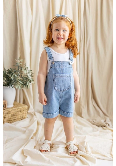 Oliven The Kid Oliventhekid Unisex Ön Cep Detaylı Kısa Paça Kot Slopet Mavi Mavi