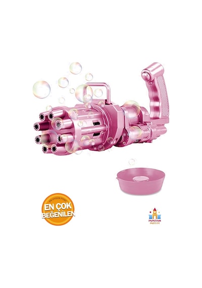 Pilli Pembe Bubble Gun: Üfleyerek Baloncuklar Patlatın
