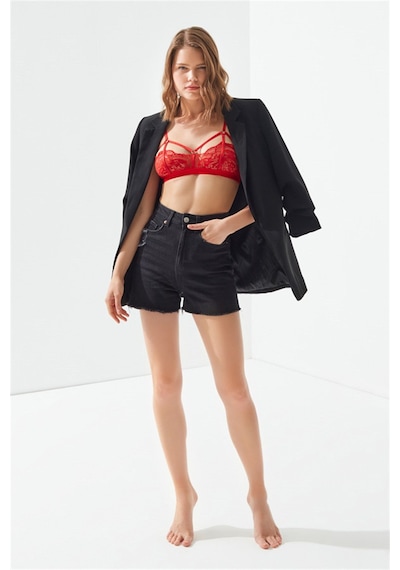 Cottonhill Kırmızı Dantelli Ayarlanabilir Lastikli Kadın Bralet Sütyen Kırmızı