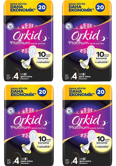 Platinum Gece Ekstra Boy 4 20 Adet Hijyenik Ped 4 Adet