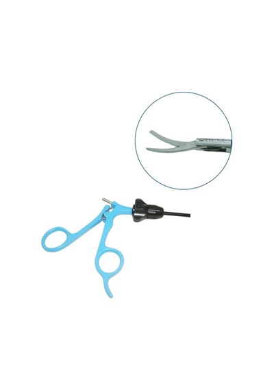 Barışhan Medikal Laparoskopik Reusable Eğri Uç Makas 5 x 330 MM 20 MM Çene Mavi