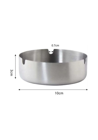 Paslanmaz Çelik Mat Açık Yuvarlak Model Küllük Dekoratif Kül Tablası 10 Cm Küllük Metal Metalik Yuva
