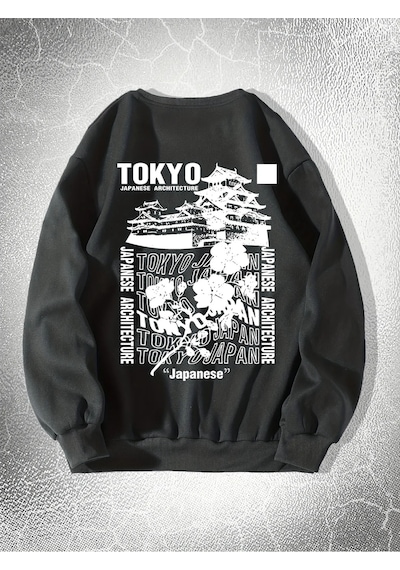 Startmore Japon Tokyo Sakura Baskı Bahar Rahat Kadın Kazak Kazak Sıcak Yumuşak Hoodies Gevşek Crewneck Antrasit