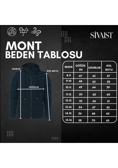 Sivaist Yeşil Kız Çocuk Su Ve Rüzgar Geçirmez İçi Kalın Kürklü Mont&kaban Yeşil