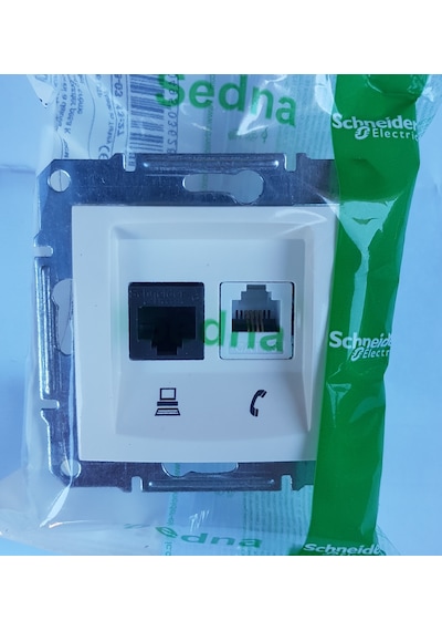 Schneıder Sedna Krem Rj45 Cat6 Data Prizi - Rj11 Tel Sdn5200123 Çerçesiz