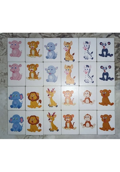 Ahşap Zeka Kartları Eşleştirme Oyunu Ahşap Puzzleoyuncak Sevimli Hayvanlar