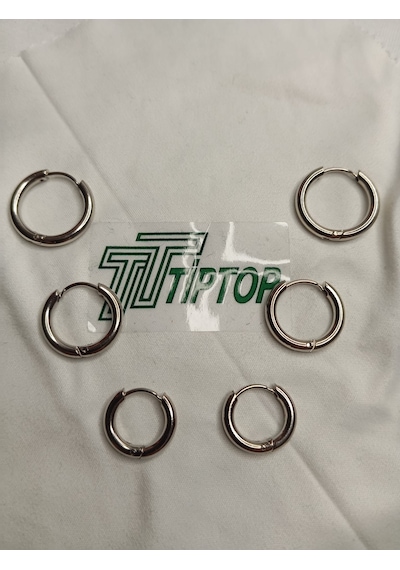 Tiptop/ Gümüş Renk 6'lı Küpe - Gümüş Renk 6'lı Halka Küpe Set Gümüş