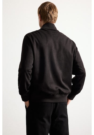 Defacto Ultra Yumuşak Slim Fit Dik Yaka Astarlı Fermuarlı Cepli Süet Mevsimlik Mont D1524ax26aubk27 Siyah-bk27