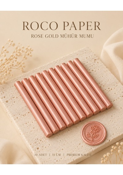 Silindir Mühür Mumu, Rose Gold, 10 Adet - 11 Cm, Zarf Ve Davetiye Diğer