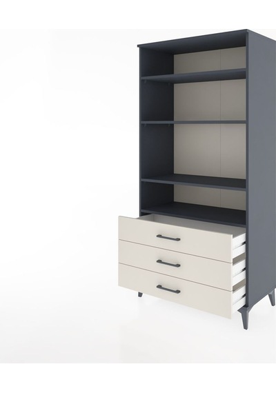 Hyperion Dolap Tek Raflı 7 Çekmeceli 88x44x182 Antrasit-aytaşı Antrasit