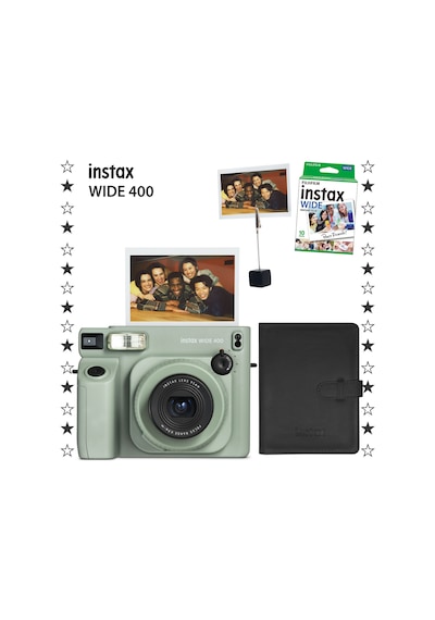 Instax Wide 400 Fotoğraf Makinesi + 10'lu Film + Kıskaç + Deri Albüm Set Yeşil