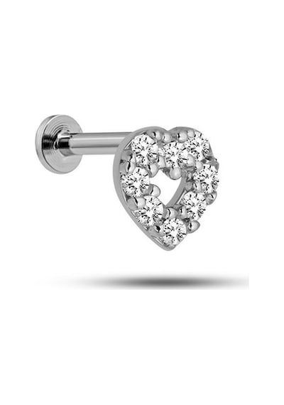 925 Ayar Gümüş Rodyumlu Minimal Kalp Tragus Piercing Küpe Gümüş