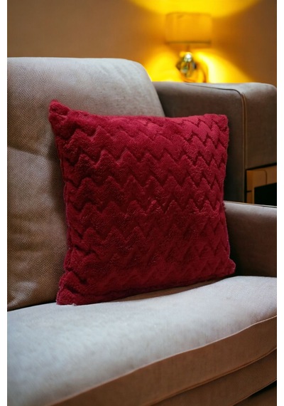 Bohem 4'lü Dekoratif Yastık Kılıfı Kırlent Kılıfı 43x43 Cm Bordo Zikzak Dsn Bordo