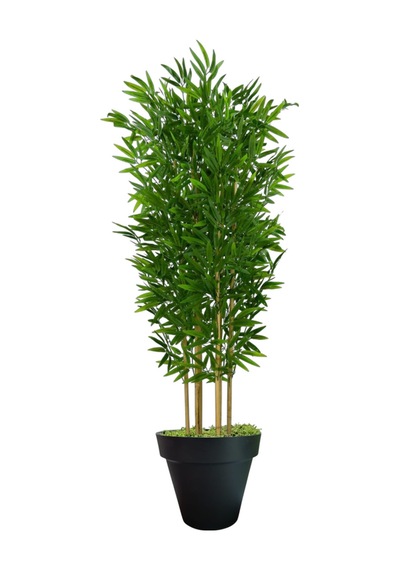 Yapay Bambu Ağaç 190 Cm 6 Dallı Yogun Yaprak Siyah Plastik Saksı Yeşil