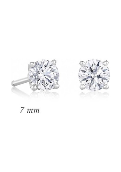Gumush Gümüş Yuvarlak Tek Taş Zirkon Küpe - 7 Mm.