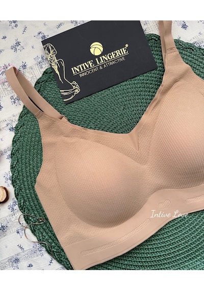 Intive Pureform Balensiz Dikişsiz Kopçasız Dokulu Seamless Bralet Koyu Bej