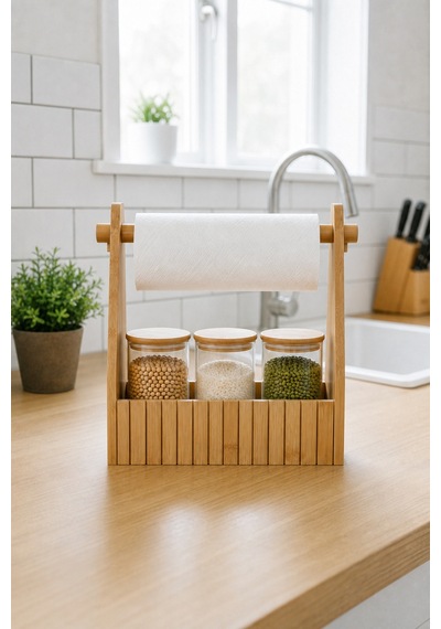 Bambu Kağıt Havluluk Ve Peçetelik Organizer 26,5x10x25 Cm Çok Amaçlı Mutfak Düzenleyici, Ahşap Tezgah Üstü Saklama Rafı, Bambu Organizer Standı Bej Bej Bambu Kağıt Havluluk Ve Peçetelik Organizer 26,5x10x25 Cm Çok Amaçlı Mutfak Düzenleyici, Ahşap Tezgah Üstü Saklama Rafı, Bambu Organizer Standı Bej Bej