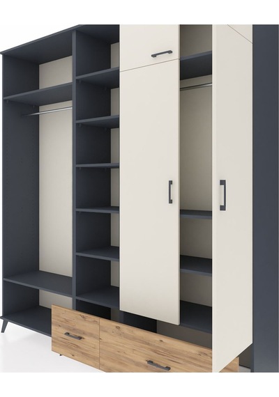 Hyperion Dolap 12 Raflı 2 Çekmeceli 2 Askılı 220x44x243 Antrasit-aytaşı/çam Çok Renkli Hyperion Dolap 12 Raflı 2 Çekmeceli 2 Askılı 220x44x243 Antrasit-aytaşı/çam Çok Renkli