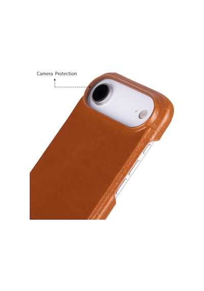 Apple iPhone 17 Air İçin, Hakiki Deri, El Yapımı Kılıf, Magsafe İle Uyumlu, İç Yüzeyi Kadife, Gölgeli Taba