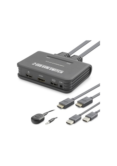 Hdmi Usb Kvm Switch 2 Port Hdmi 2 Port Usb Dahili Kablolu - Siyah Hdx1361