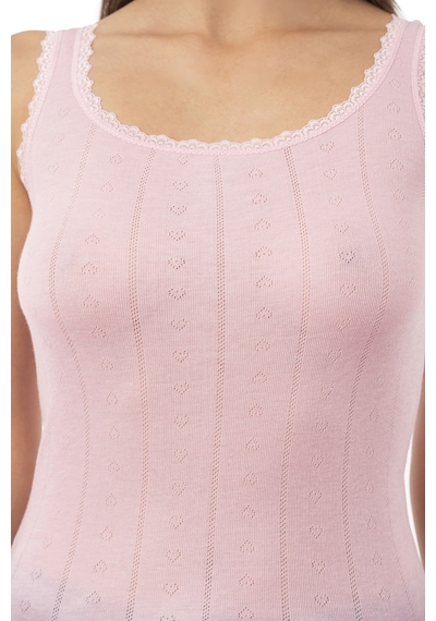 Özkan Underwear Özkan 23493 Kadın Transferli Ribana Esnek Yumuşak Kalın Askılı Atlet Pembe