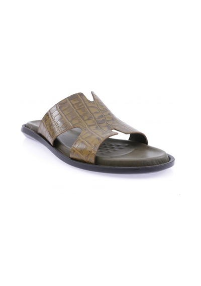 Dgn 3019-23y Erkek Merdane Baskili Terlik 3019-2133-R7098 Haki