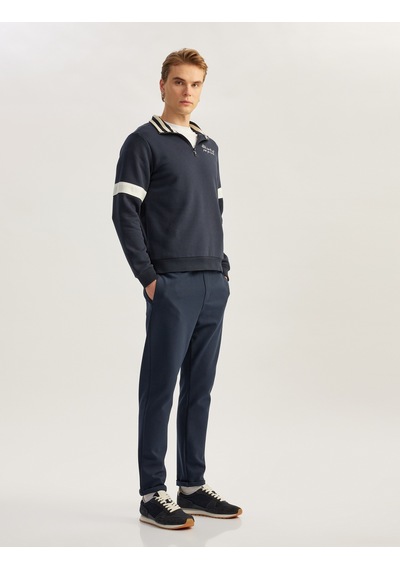 Koton Yarım Fermuarlı Yaka Sweatshirt Slogan İşlemeli Şardonlu Pamuk Karışımlı Lacivert 5wam70171mk Koton Yarım Fermuarlı Yaka Sweatshirt Slogan İşlemeli Şardonlu Pamuk Karışımlı Lacivert 5wam70171mk