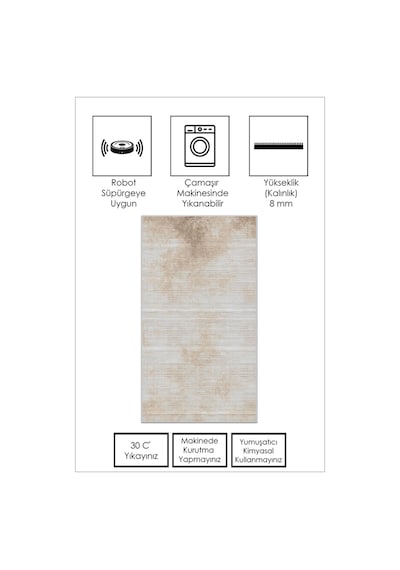 West Home Makinede Yıkanabilir Kaymaz Taban Leke Tutmaz Bej Modern Salon Halısı Mutfak Halısı Ve Yolluk Wh610 Beige