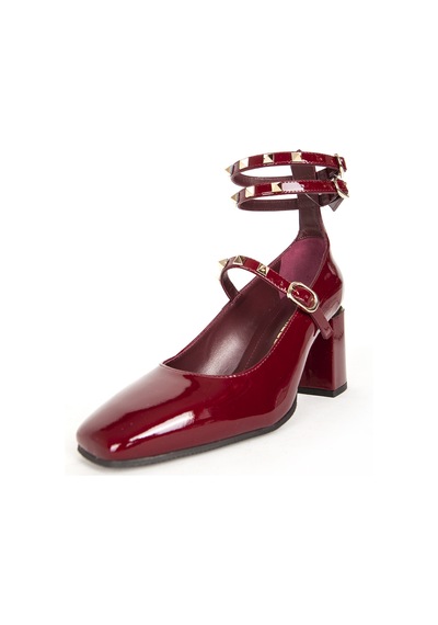 Dericlub Kadın Kare Burunlu Bilek Bağlama Platform Topuklu Ayakkabı Pl 23023 Cherry Bordo