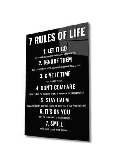Miyrem Glasses Collection -a1^ 7 Rules Of Life Hayatın 7 Kuralı Cam Tablo