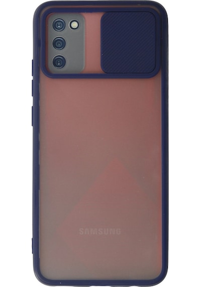 Galaxy  Uyumlu  A03s Kılıf Palm Buzlu Kamera Sürgülü Silikon - Lacivert