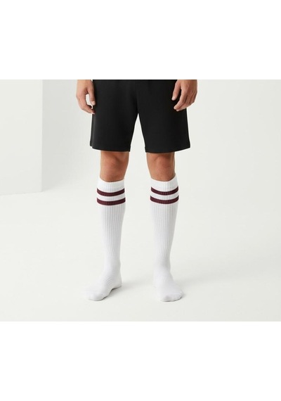 Plus Scorpion Unisex Beyaz Tenis Çorabı Çizgili, Pamuklu Uzun Spor Çorabı