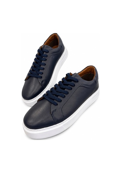 Papucumun Dünyası Erkek Hakiki Deri Sneaker Lacivert