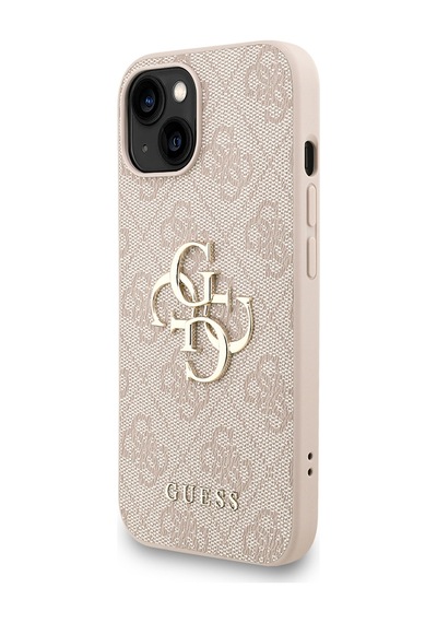 Apple Uyumlu iPhone 14 Kılıf Guess Lisanslı Bilek Askı İpli Metal 4g Ve Yazı Logolu Kapak Pembe