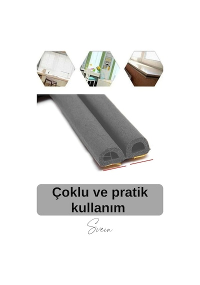 1. Sınıf Gri Kapı Pencere Soğuk Toz Geçirmez İzolasyon Fitili Yapışkanlı Isı Yalıtım 2x3 6 Mt Diğer