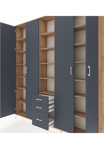Arges Dolap 17 Raflı 3 Çekmeceli 4 Kapaklı 220x30x243 Çam-antrasit/antrasit Antrasıt/antrasıt Arges Dolap 17 Raflı 3 Çekmeceli 4 Kapaklı 220x30x243 Çam-antrasit/antrasit Antrasıt/antrasıt