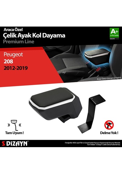 Peugeot 208 Kol Dayama Kolçak Çelik Ayaklı Abs Gri 2012-2019 A+kalite