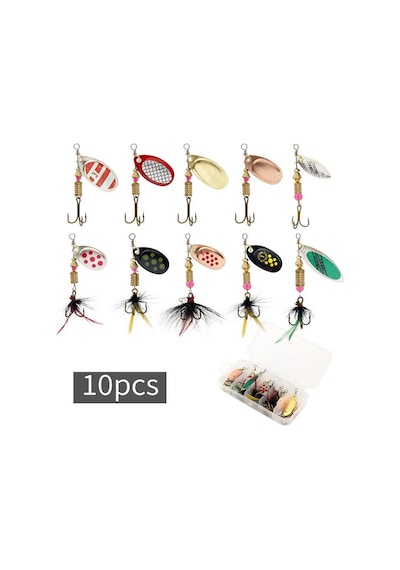 Valkyrie 10 Adet Kutulu Fly Spinner Bait Yem Zoka Seti Döner Tip Tatlı Tuzlu Sinek Olta