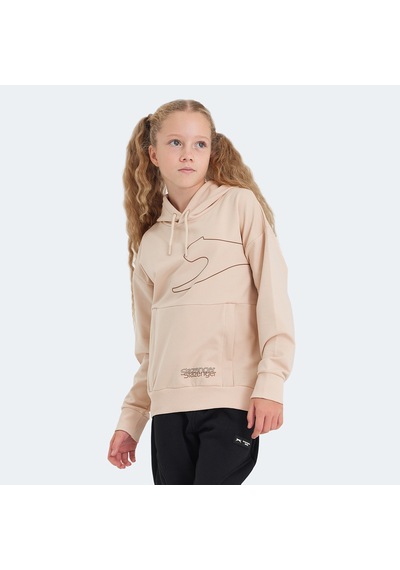 Slazenger LINK Çocuk Kapüşonlu Cepli Camel Sweatshirt