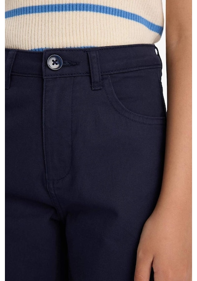Defacto Kız Çocuk Straight Fit Geniş Bol Paça Cepli Pamuklu Okul Pantolonu C9471a825aunv253 Lacivert