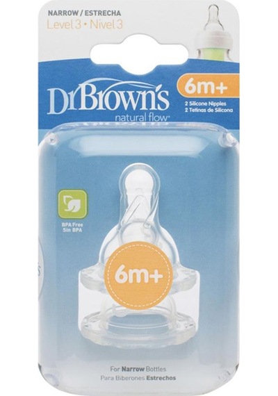 Dr.Brown's Dar Ağız 3.Seviye 6+ Silikon Biberon Emziği 2'li
