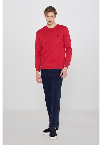 Wrangler Pamuklu Regular Fit Normal Kesim Bisiklet Yaka Logo Detaylı Sweatshirt Kırmızı