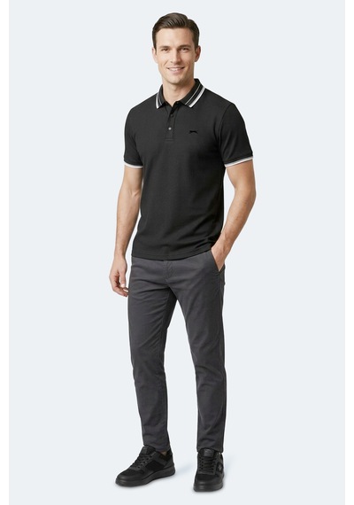 Slazenger Zınovıa Erkek Polo Yaka Siyah Tişört