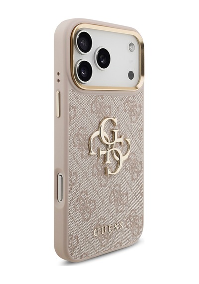 Apple iPhone Uyumlu 18 Pro Max  Kılıf Guess  Lisanslı 4g Büyük Metal Logolu Kalın Askılı Kapak Pembe