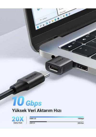 Ugreen Usb-c To Usb-a Adaptör 2 Adet , Usb-a Dişi Type-c Erkek Dönüştürücü, 45275
