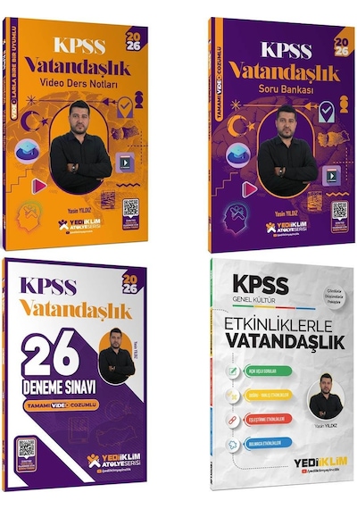 Yediiklim 2026 Kpss Atölye Serisi Vatandaşlık Konu+soru+deneme+etkinliklerle Vatandaşlık 4 Lü Set