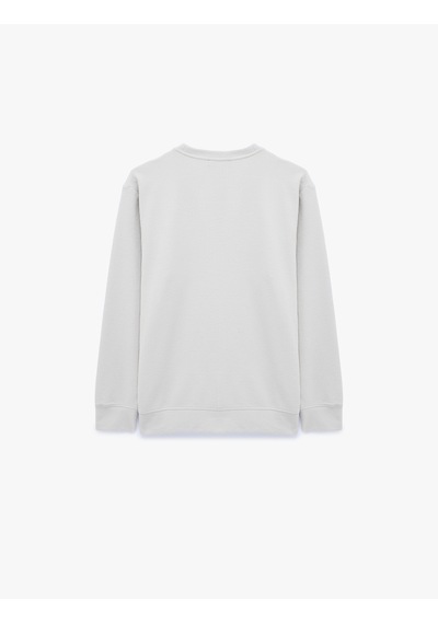 Koton Uzun Kollu Bisiklet Yaka Basic Sweatshirt Bej 7wam70011mk Ekru