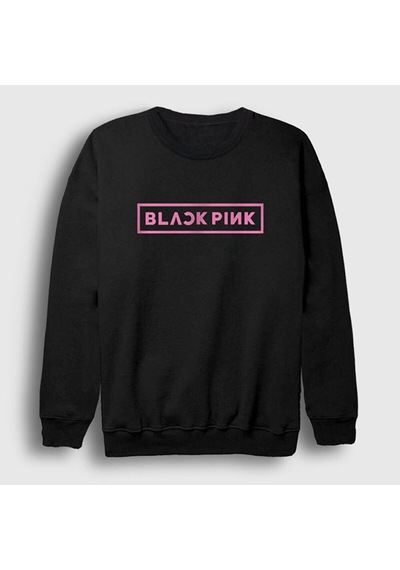 Presmono Unisex Logo Blackpink Sweatshirt Siyah